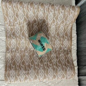 NIB Lace Burlap Table Runner Wired Chevron Ribbon Set Rustic Farmhouse
